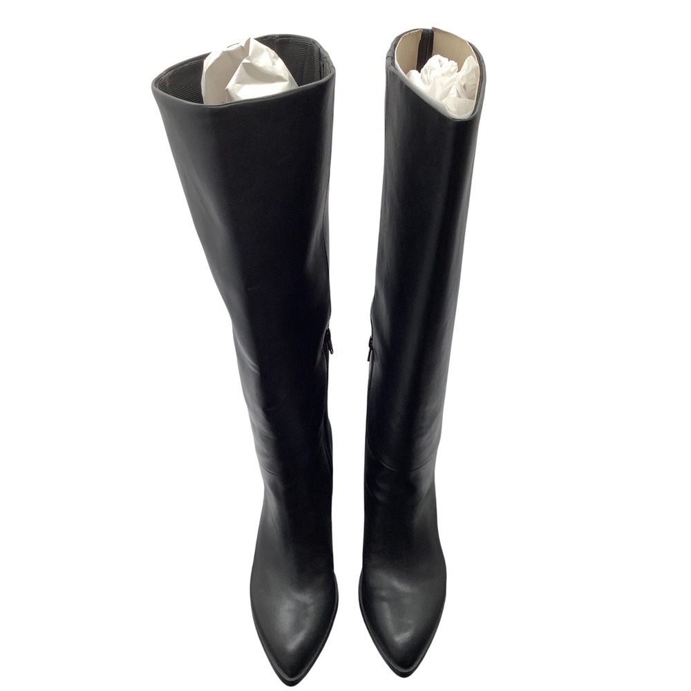 DV Dolce Vita Women Black Faux Leather Knee High Pointed Toe Block Heel Boots